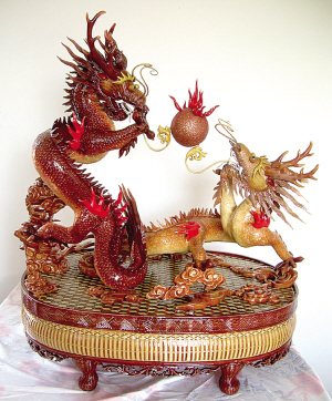 嵊州竹編雙龍騰躍上海世博 傳統工藝的現代華章